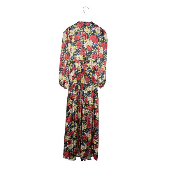 The Great. Brook Hidden Garden Floral Satin Midi Dress Size 1/S - Picture 5 of 8